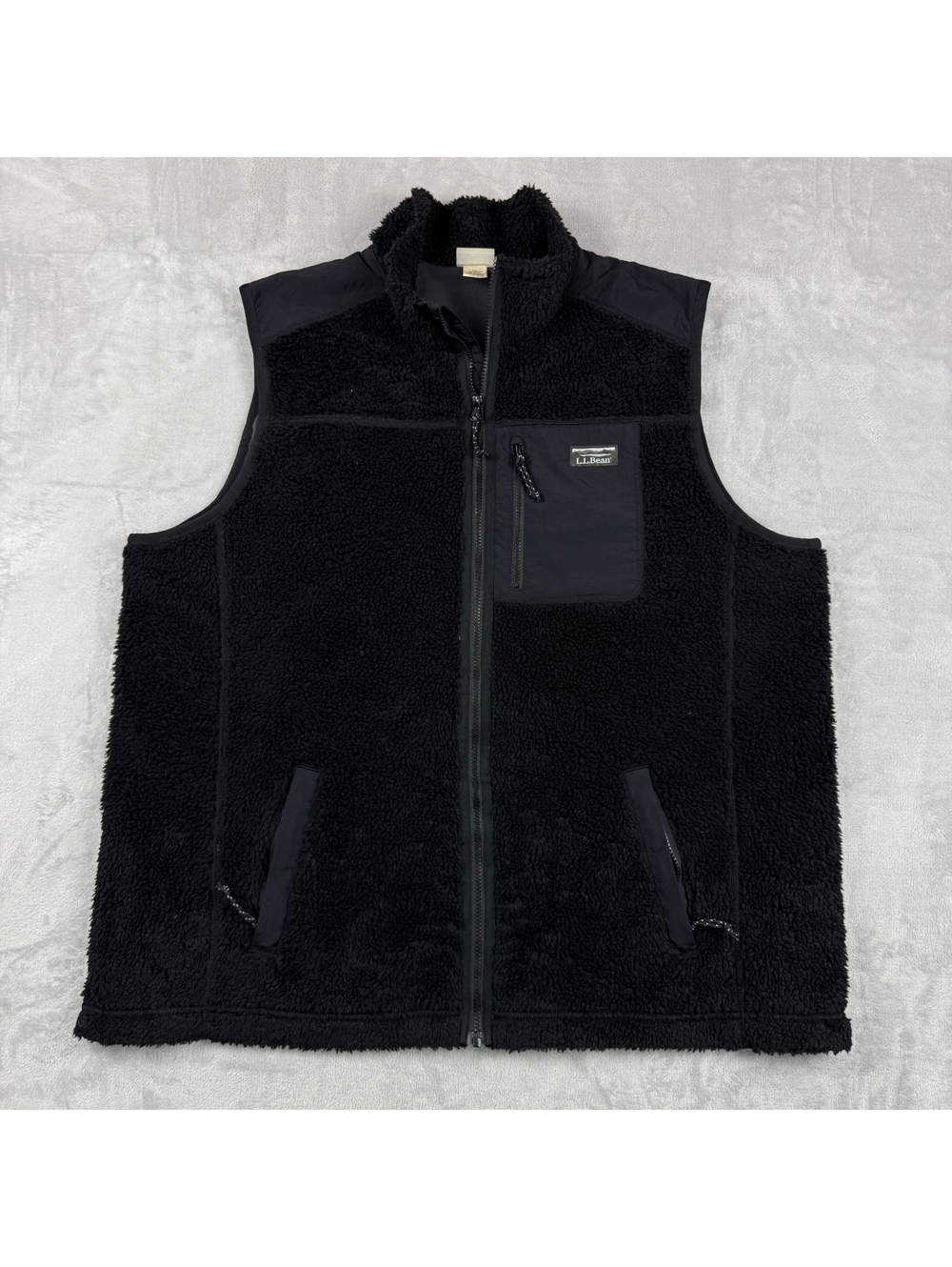 L.L.Bean Bean's Sherpa Vest Men XXXL Tall Midnight Black Fleece Gorpcore Layer